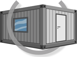grafische Darstellung eines Containers mit Fenster und Tür